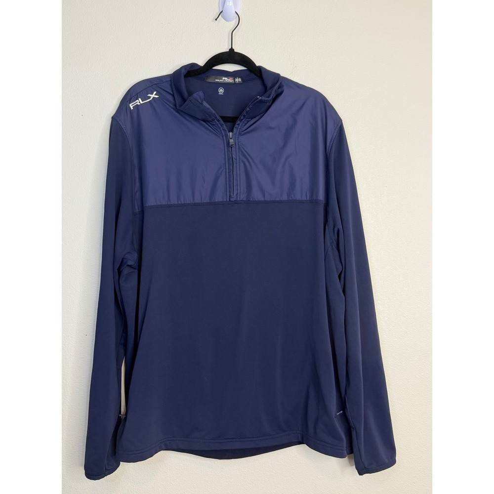 RLX Ralph Lauren Men's XXL Navy Blue Quarter Zip‎ Wicking Golf Pullover Jacket